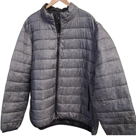 Mens Grey Swisstech Quilted Puffer Jacket Lightweight Polyester Warm Winter Coat - Picture 1 of 8